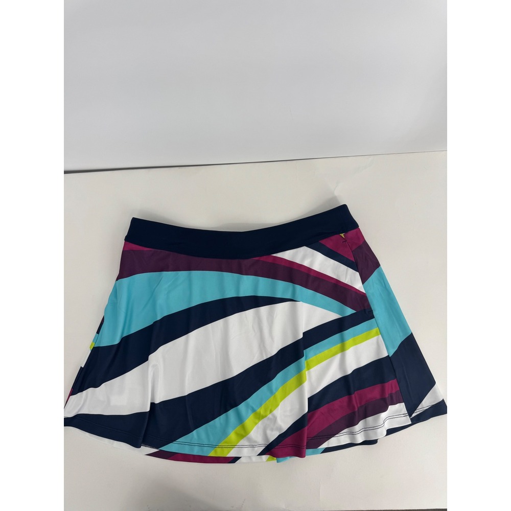PGA Tour Womens Medium Golf Skort White Blue Stripe Athletic Skirt